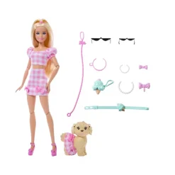 Barbie Cuccioli A Passeggio Pois Rosa JFP36