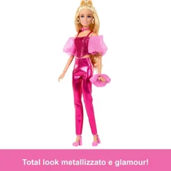 Barbie Fashionista Deluxe Metallic Bionda Con Vestito Rosa JFP40