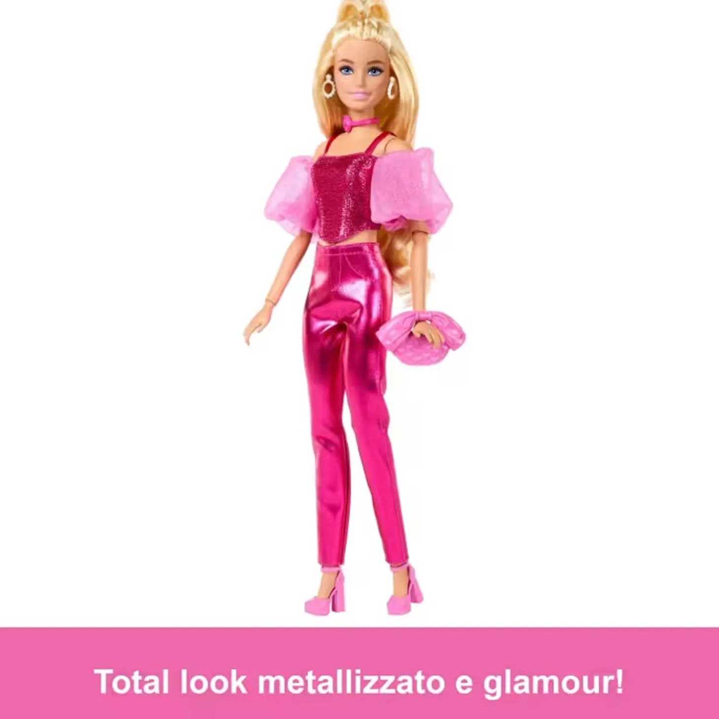 Barbie Fashionista Deluxe Metallic Bionda Con Vestito Rosa JFP40