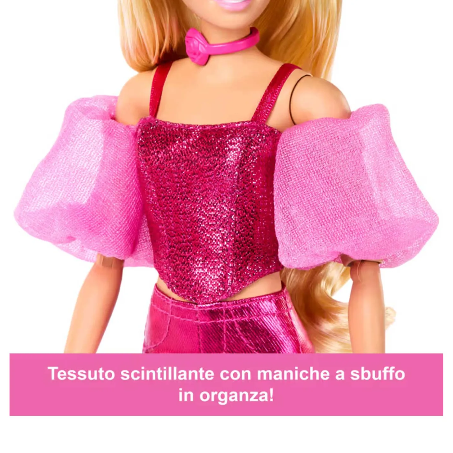 Barbie Fashionista Deluxe Metallic Bionda Con Vestito Rosa JFP40
