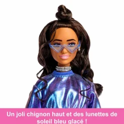 Barbie Fashionista Deluxe Metallic Mora Con Vestito Azzurro JFP42