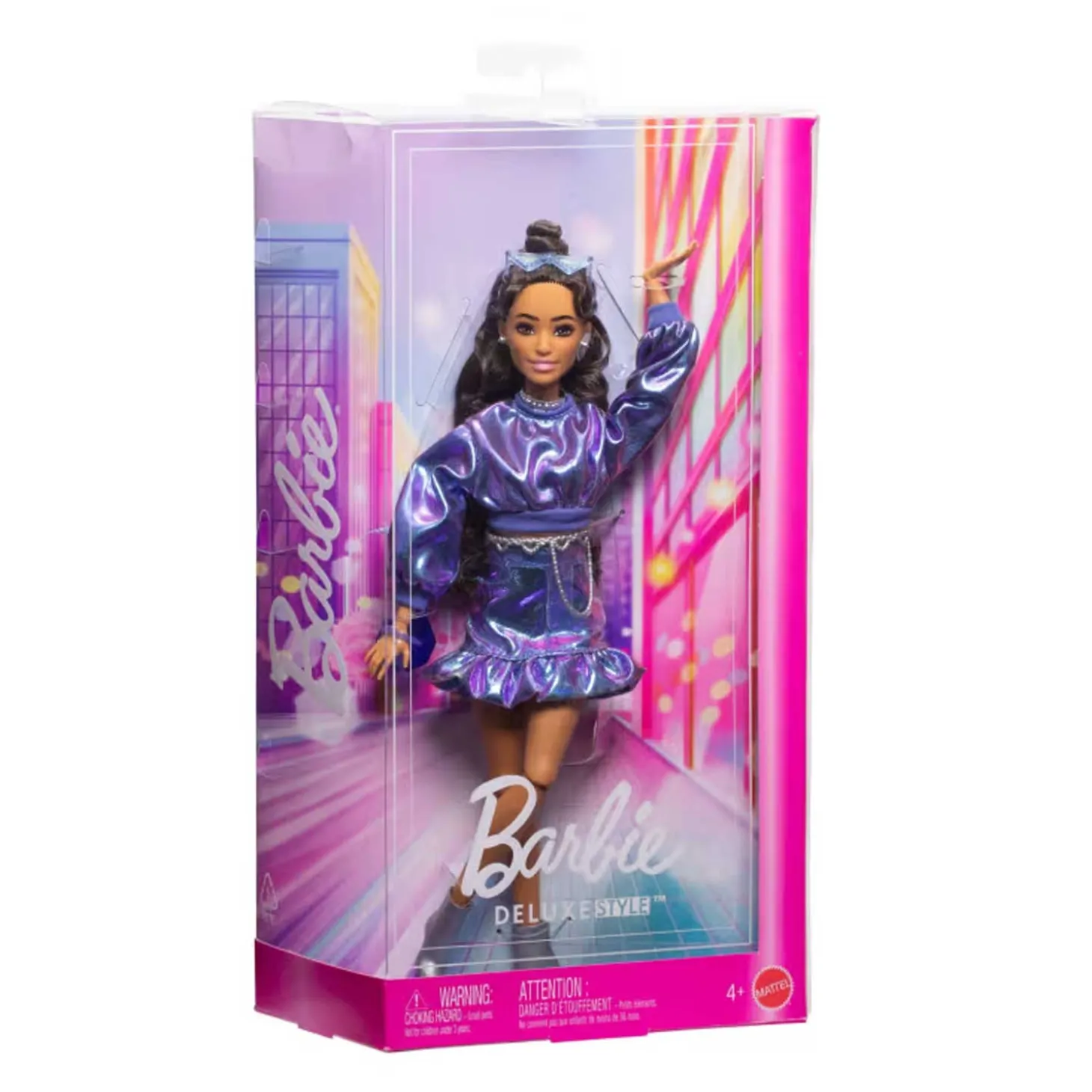 Barbie Fashionista Deluxe Metallic Mora Con Vestito Azzurro JFP42