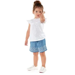 Completo Maglietta e Shorts in Denim Baby Bambina