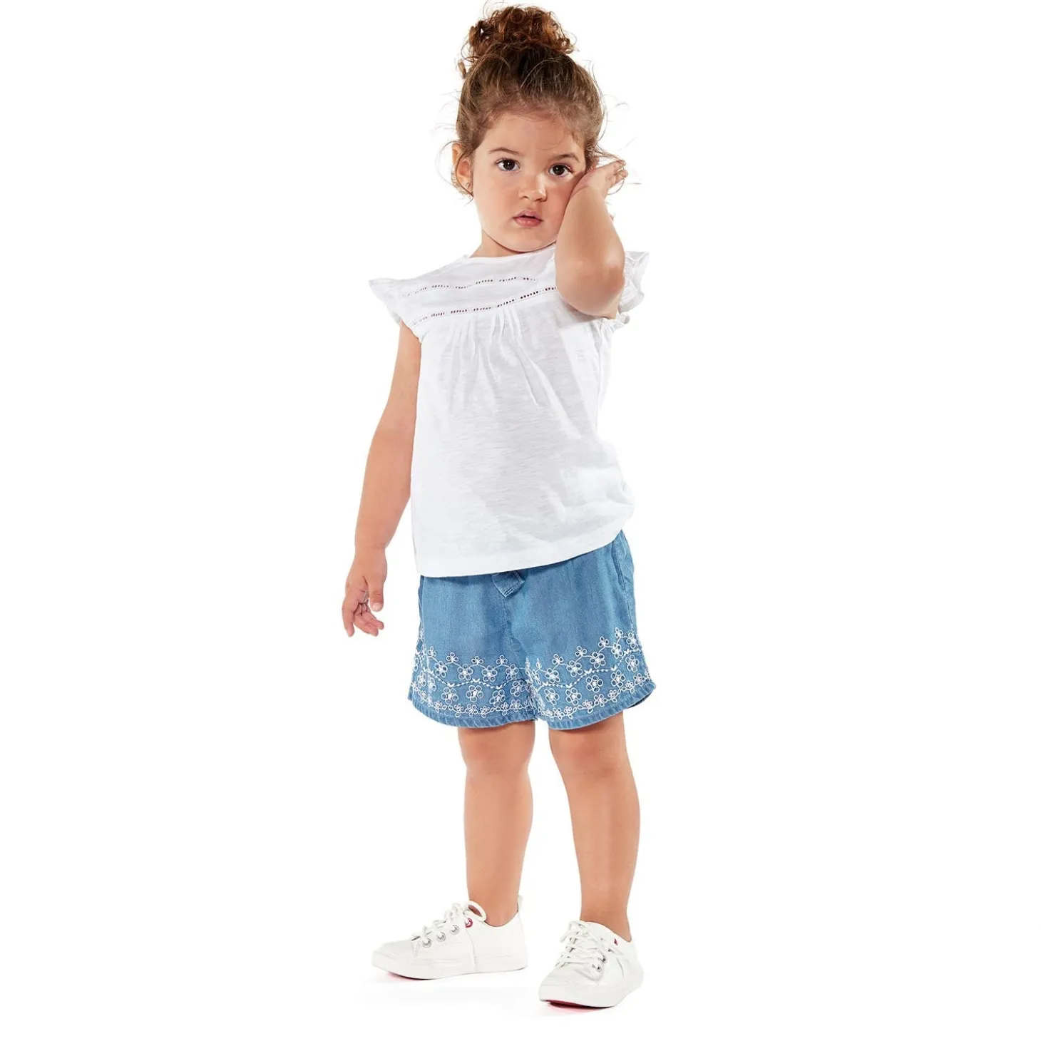 Completo Maglietta e Shorts in Denim Baby Bambina