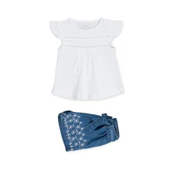 Completo Maglietta e Shorts in Denim Baby Bambina