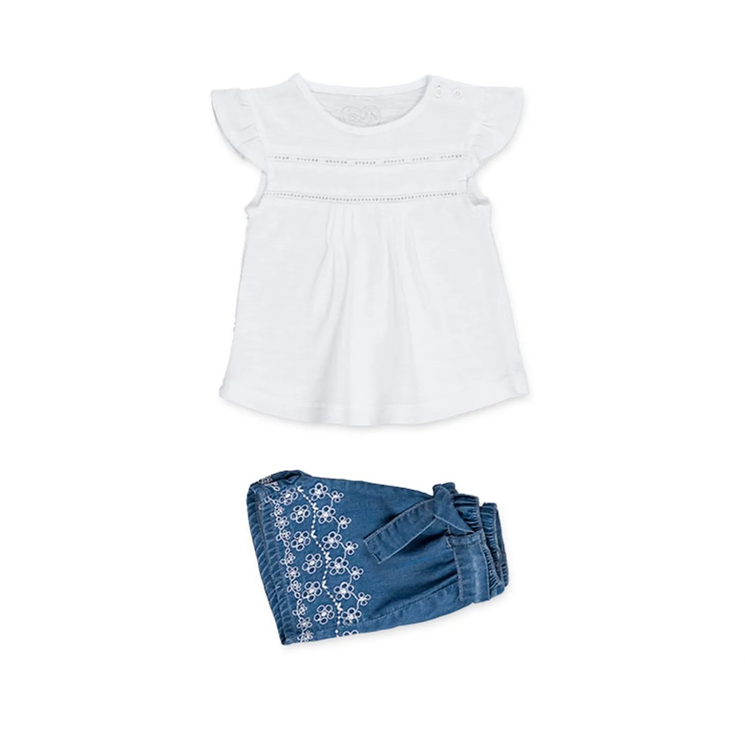 Completo Maglietta e Shorts in Denim Baby Bambina