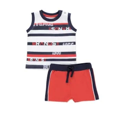 Completo Newborn Bimbo Maglietta a Righe e Bermuda