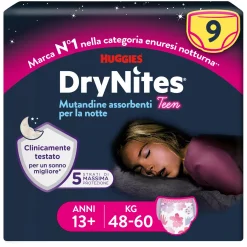 DryNites Mutandine per femmine taglia 13+ (9 pezzi)