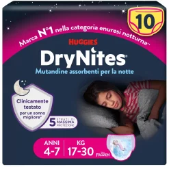 DryNites Mutandine per femmine taglia 4 7 (10 pz)