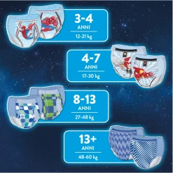 DryNites Mutandine per maschi taglia 8 13 (9 pz)