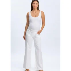 Jeans Premaman Bianchi a Gamba Larga