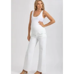 Jeans Premaman Bianchi a Gamba Larga