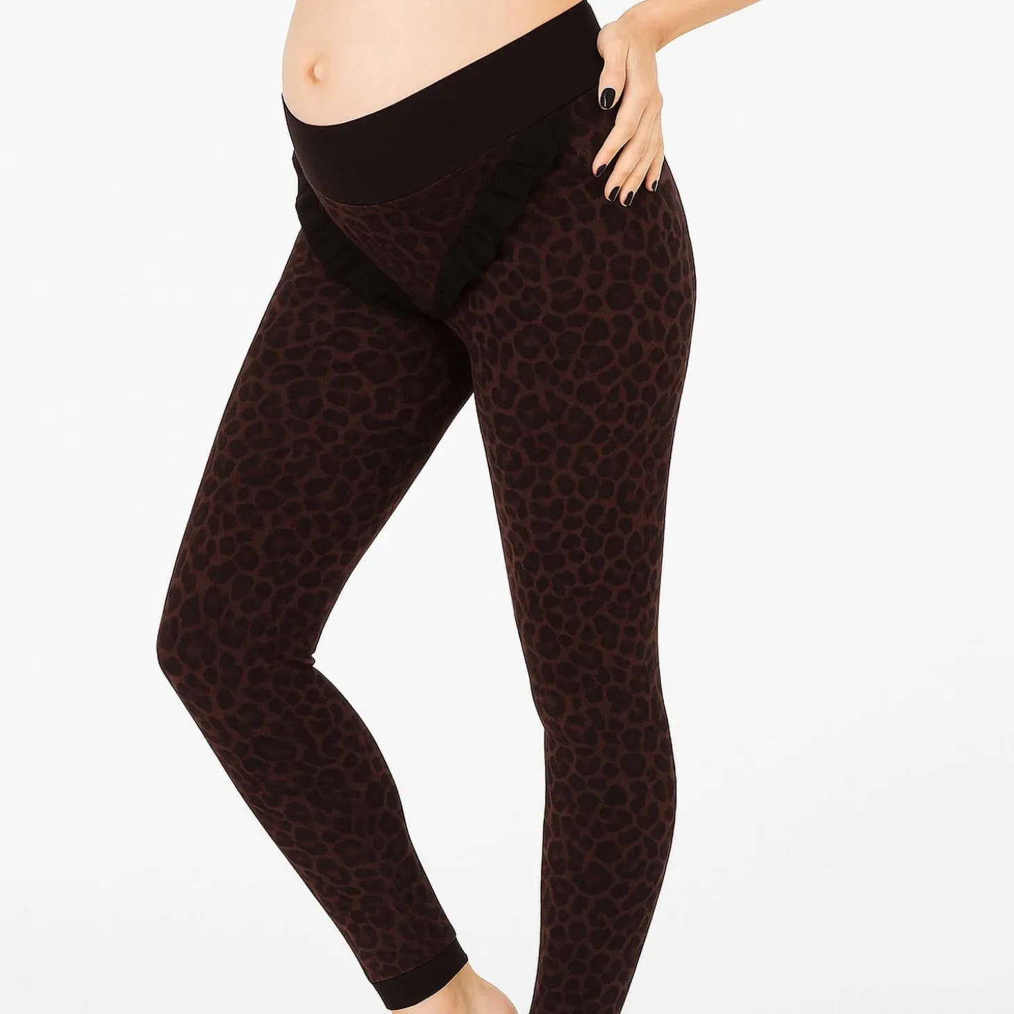 Leggings Premaman Leo Tabacco Con Fascia Di Sostegno