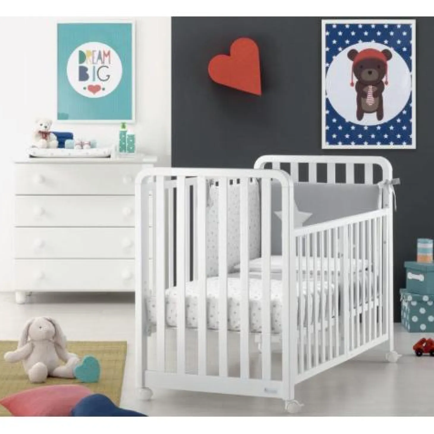 Lettino Glam 9 In 1 + Materasso + Completo Piumone Glam