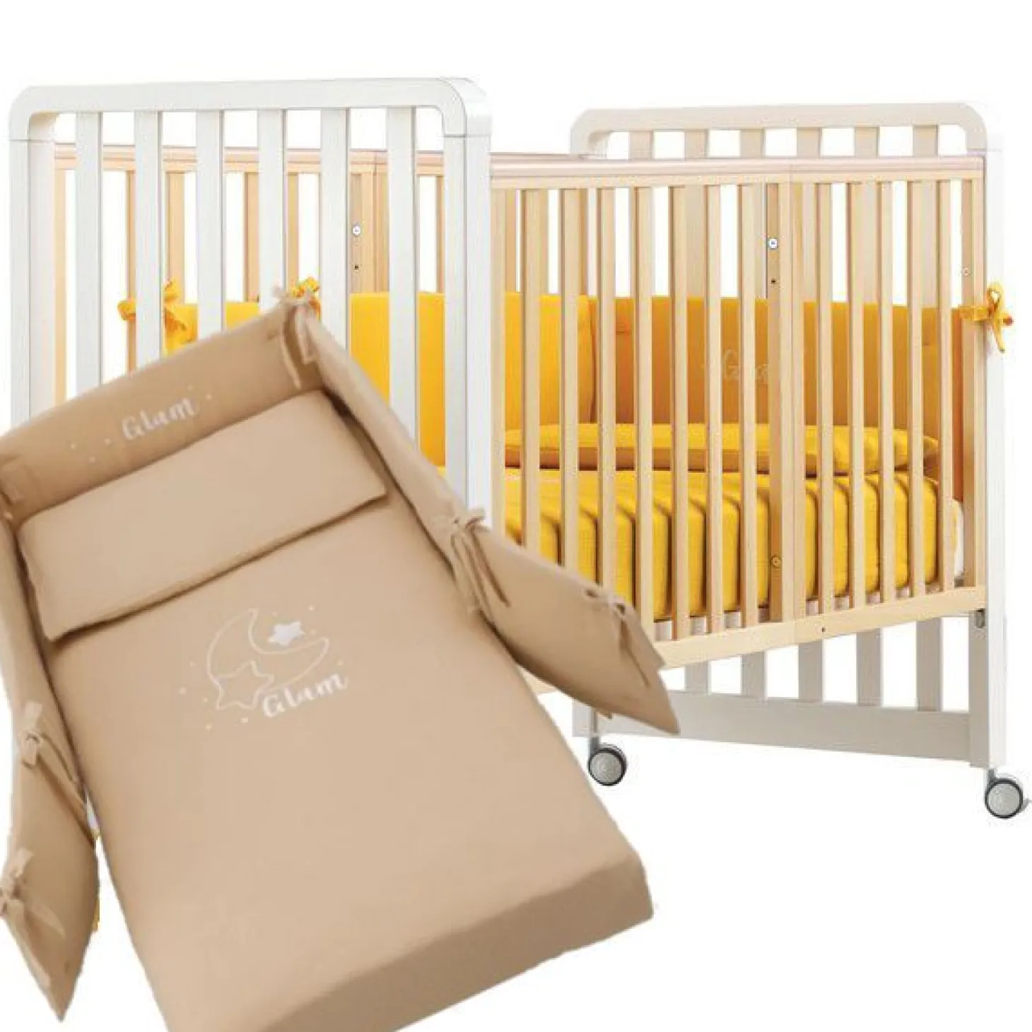 Lettino Glam 9 In 1 + Materasso + Completo Piumone Glam