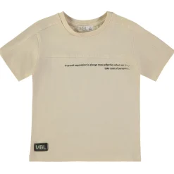 Maglia Manica Corta Beige Slogan 162453