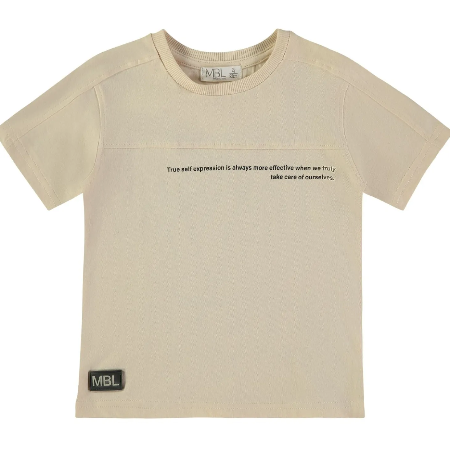 Maglia Manica Corta Beige Slogan 162453