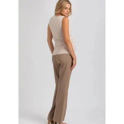 Maglia Premaman Beige Smanicata in Morbido Bambù