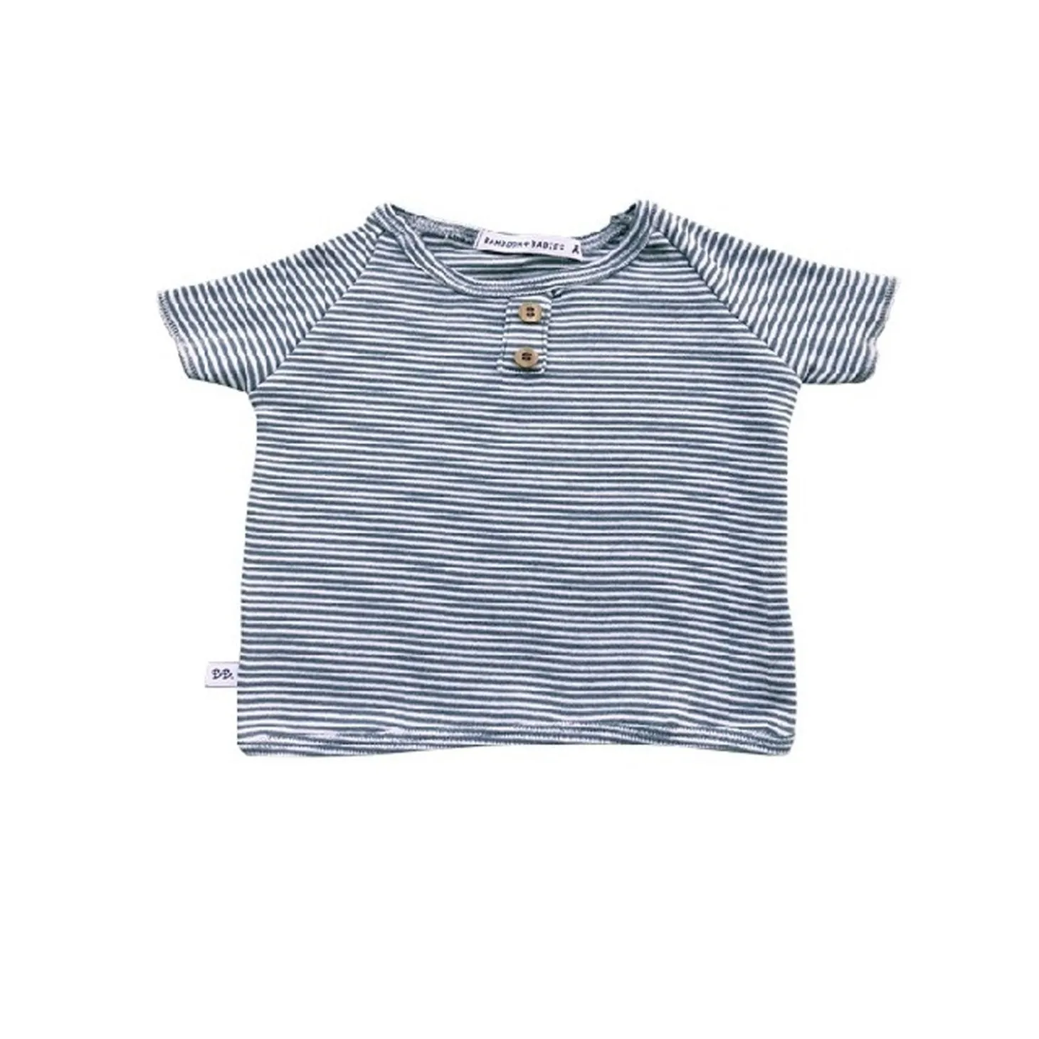 Maglietta Baby Bimbo In Cotone di Bamboo Stripe White Blu
