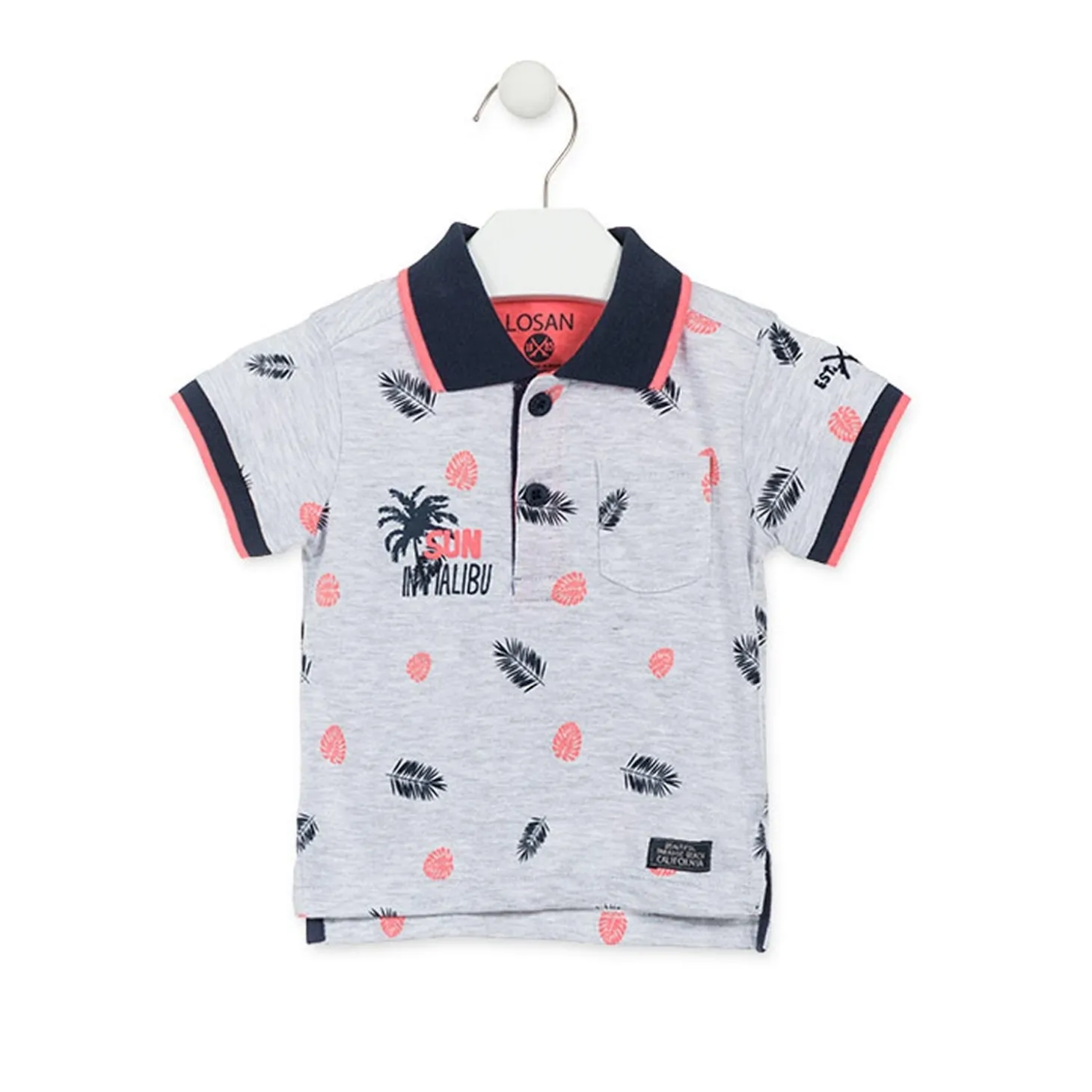 Maglietta Polo di Cotone Fantasia Tropicale Baby Bambino