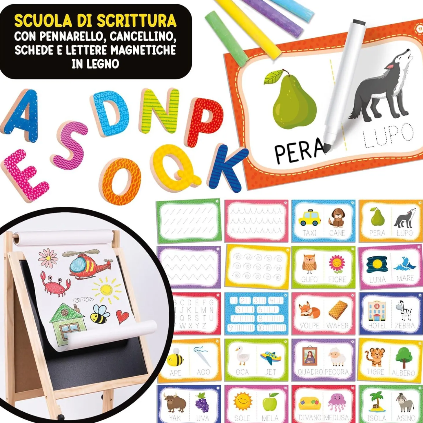 Montessori Lavagnona in Legno Cresce Con Te