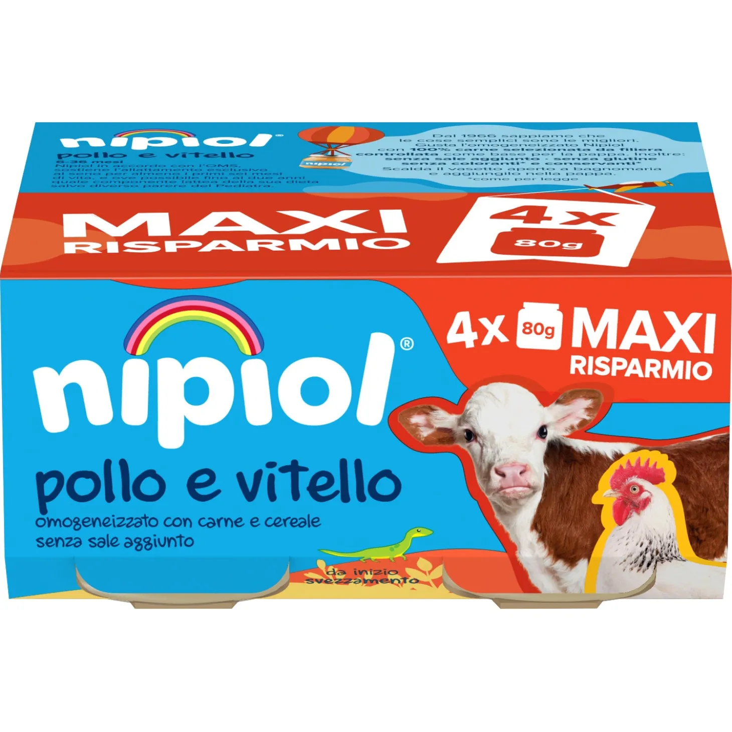 Omogeneizzato Carne Vitello Pollo: Confezione 4x80 gr