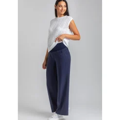 Pantaloni Premaman a Gamba Larga Blu