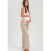 Pantaloni Premaman a Gamba Larga Ice Beige