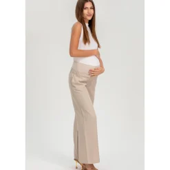 Pantaloni Premaman a Gamba Larga Ice Beige