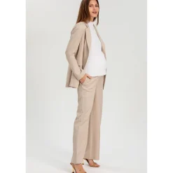 Pantaloni Premaman a Gamba Larga Ice Beige