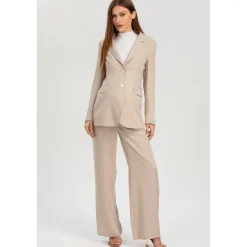 Pantaloni Premaman a Gamba Larga Ice Beige