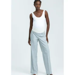 Pantaloni Premaman da Ufficio Grigi a Gamba Larga