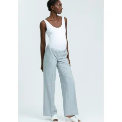 Pantaloni Premaman da Ufficio Grigi a Gamba Larga