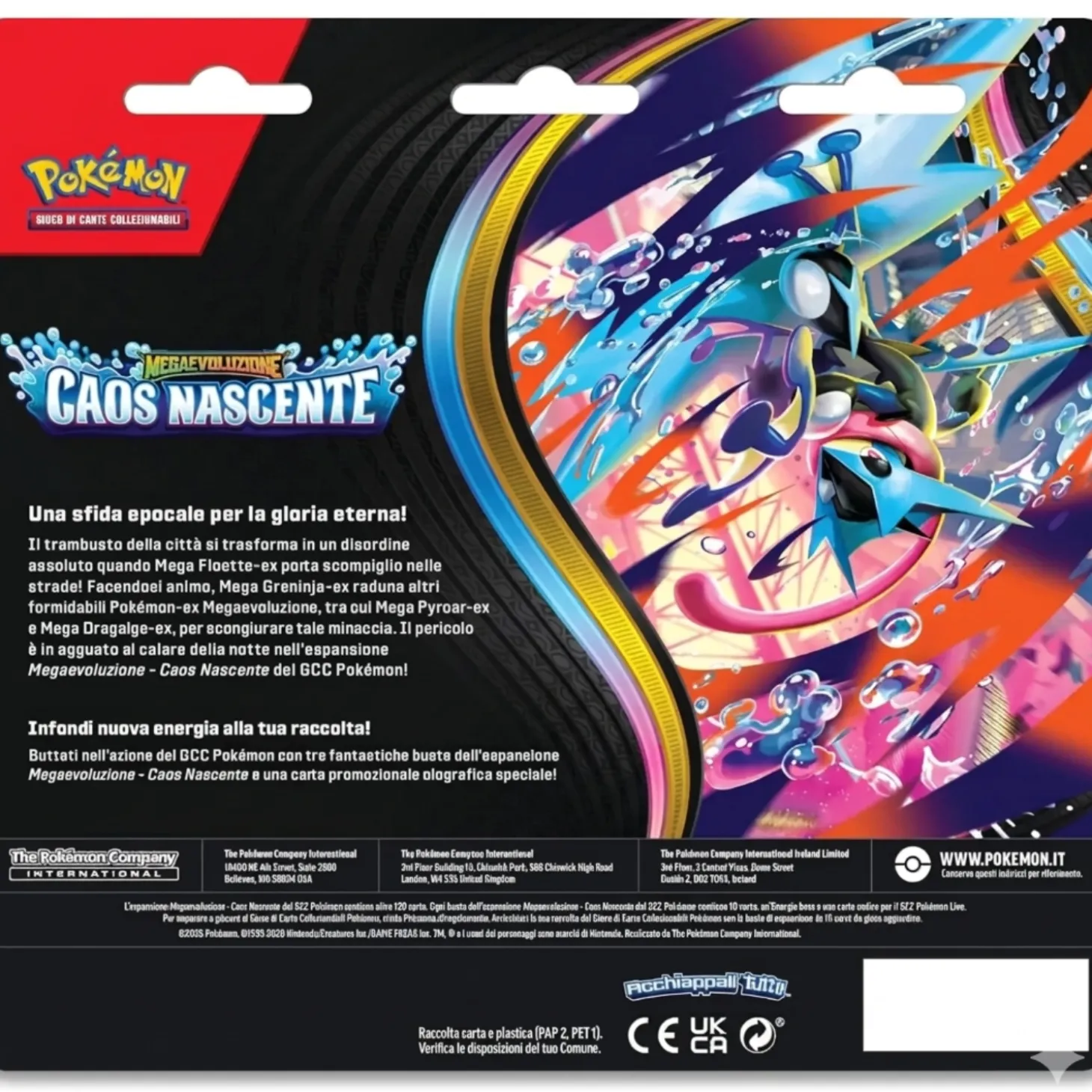 Pokemon Blister 3 Bustine + 1 Card Caos Nascente