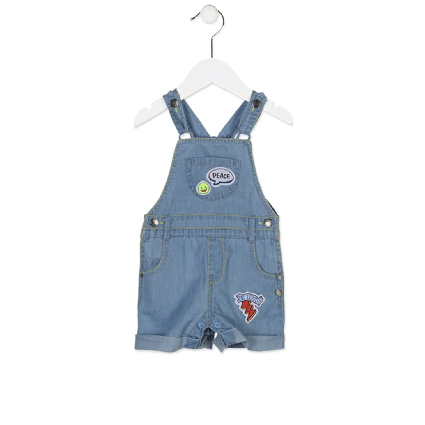 Salopette Jeans con Peans Ricamate Baby Bambino