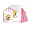 Set Asilo Bimba 3pz Asciugamano Sacchetta Bavaglino