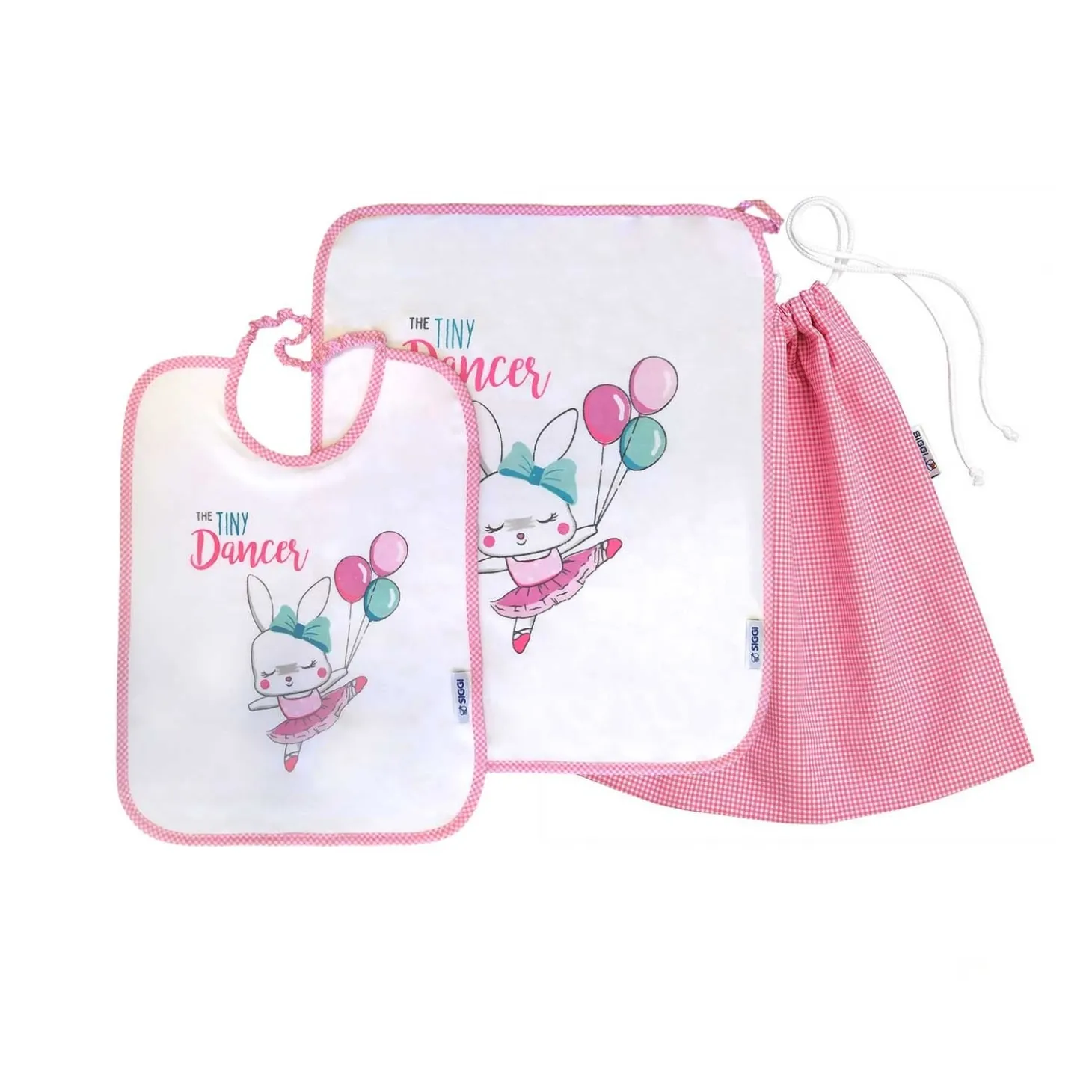 Set Asilo Bimba 3pz Asciugamano Sacchetta Bavaglino