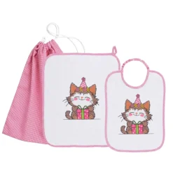 Set Asilo Bimba 3pz Asciugamano Sacchetta Bavaglino