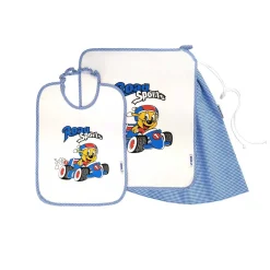 Set Asilo Bimbo 3pz Asciugamano Sacchetta Bavaglino