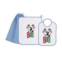 Set Asilo Bimbo 3pz Asciugamano Sacchetta Bavaglino