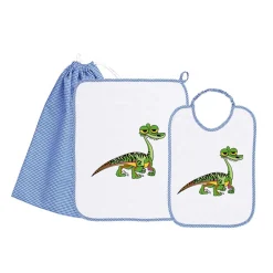 Set Asilo Bimbo 3pz Asciugamano Sacchetta Bavaglino