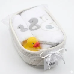 Set 4 Pezzi: Cesta + Accappatoio + Manopola + Papera