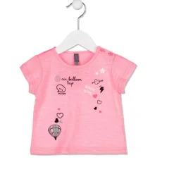 T Shirt Bimba Baby Stampata Rosa Fluo