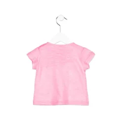 T Shirt Bimba Baby Stampata Rosa Fluo