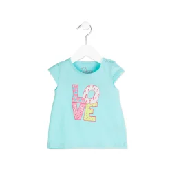 T shirt Smanicata Baby Bimba Stampata Verde Acqua ULTIMA TAGLIA 3