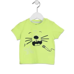 T Shirt Verde Baby Bimbo con Faccia di Animale