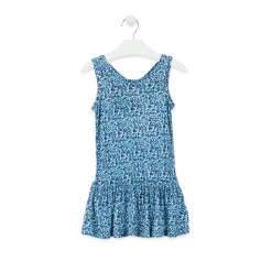 Vestito in Jersey a Fiori Blu Bambina Junior
