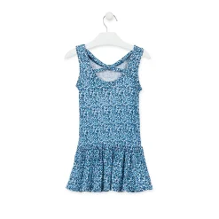 Vestito in Jersey a Fiori Blu Bambina Junior