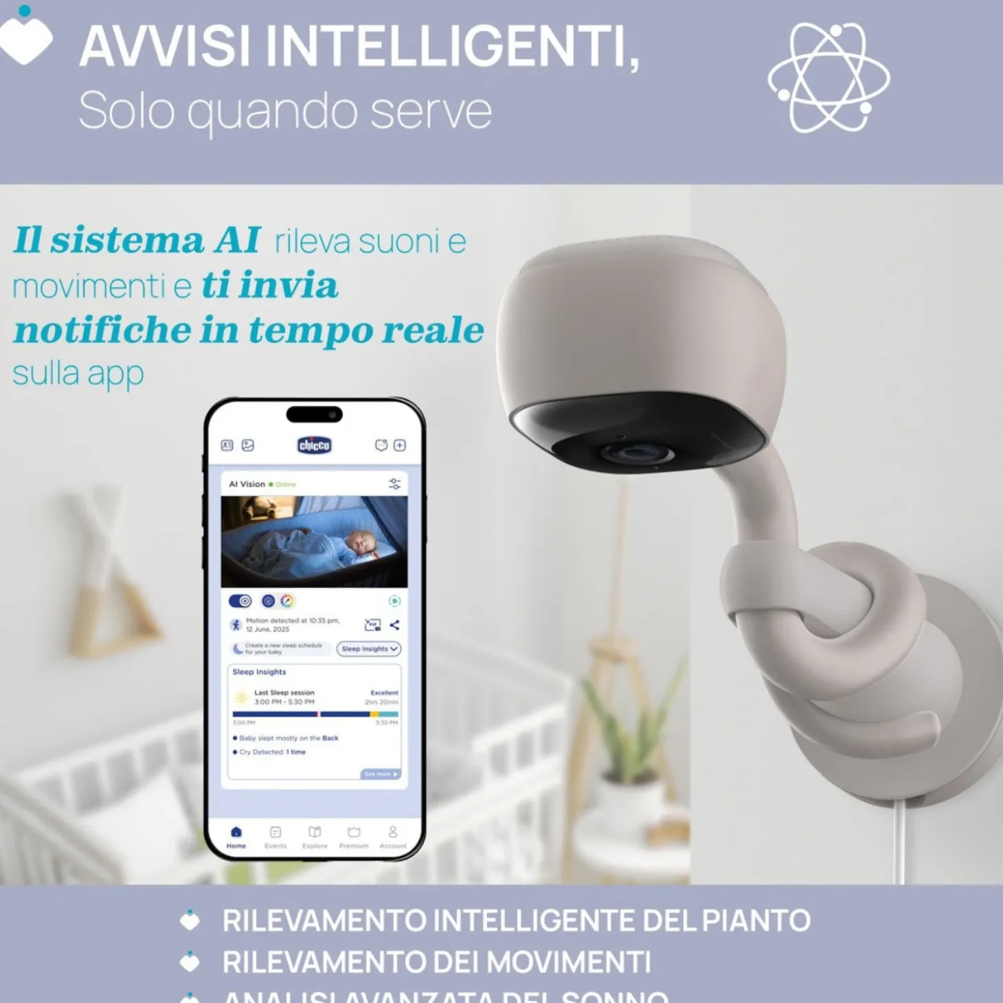 Video Baby Monitor Wi Fi Smart AI